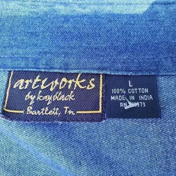 Artworks by Kay Black Ladies Button Down Denim Top,Large - Picture 9 of 12